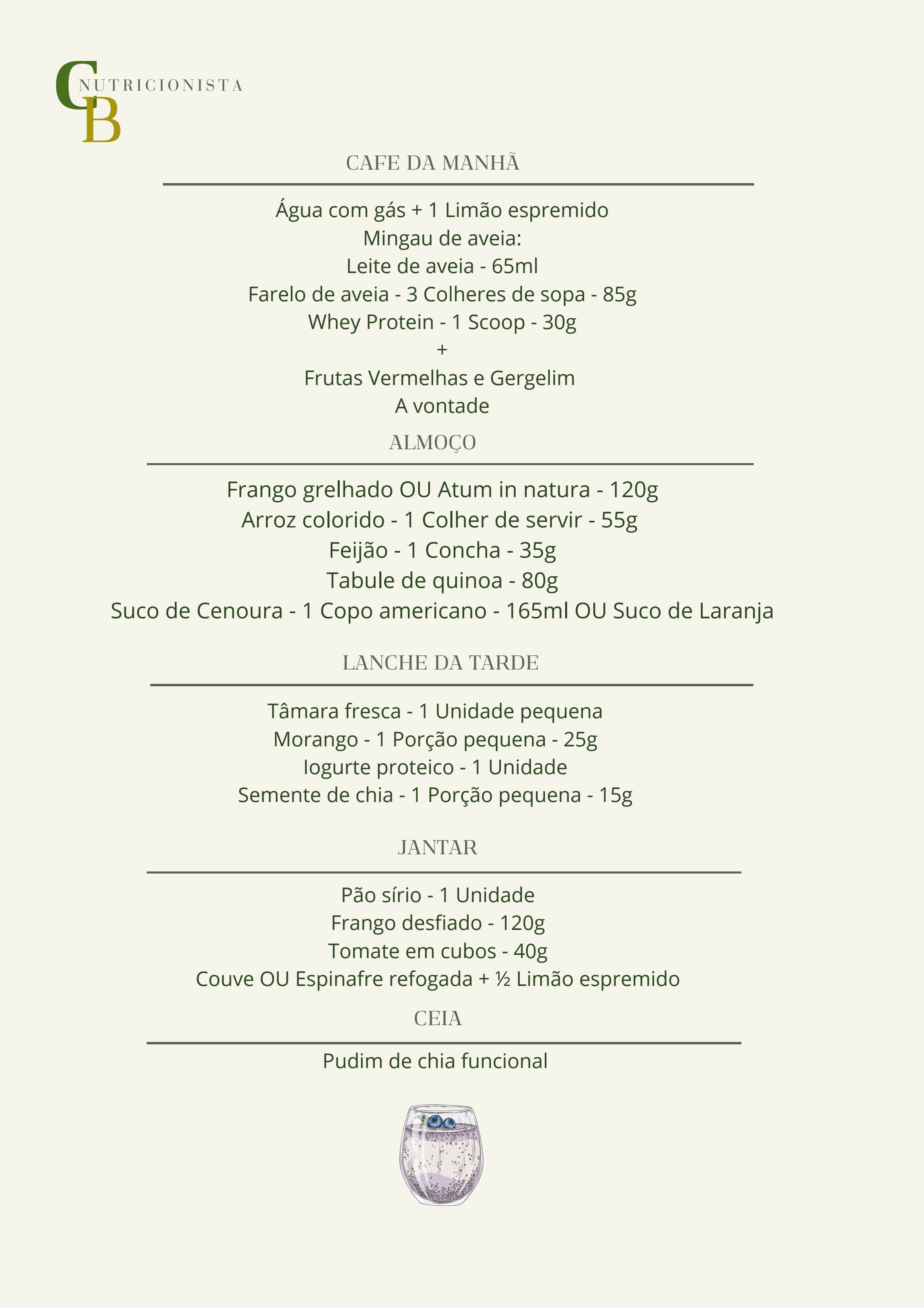 Página do plano alimentar com refeições do dia